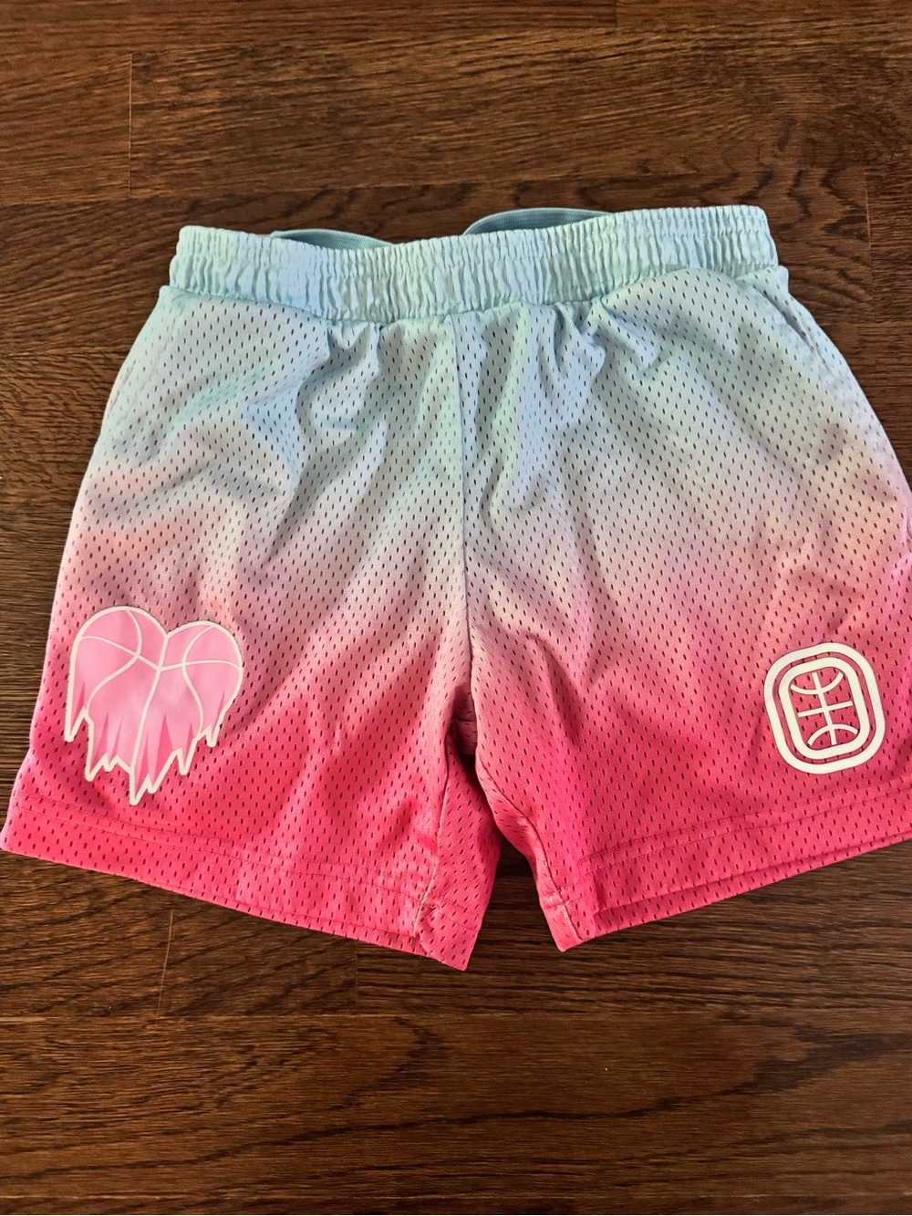 Boys Ombre Pink & Light Blue Mesh Athletic Shorts